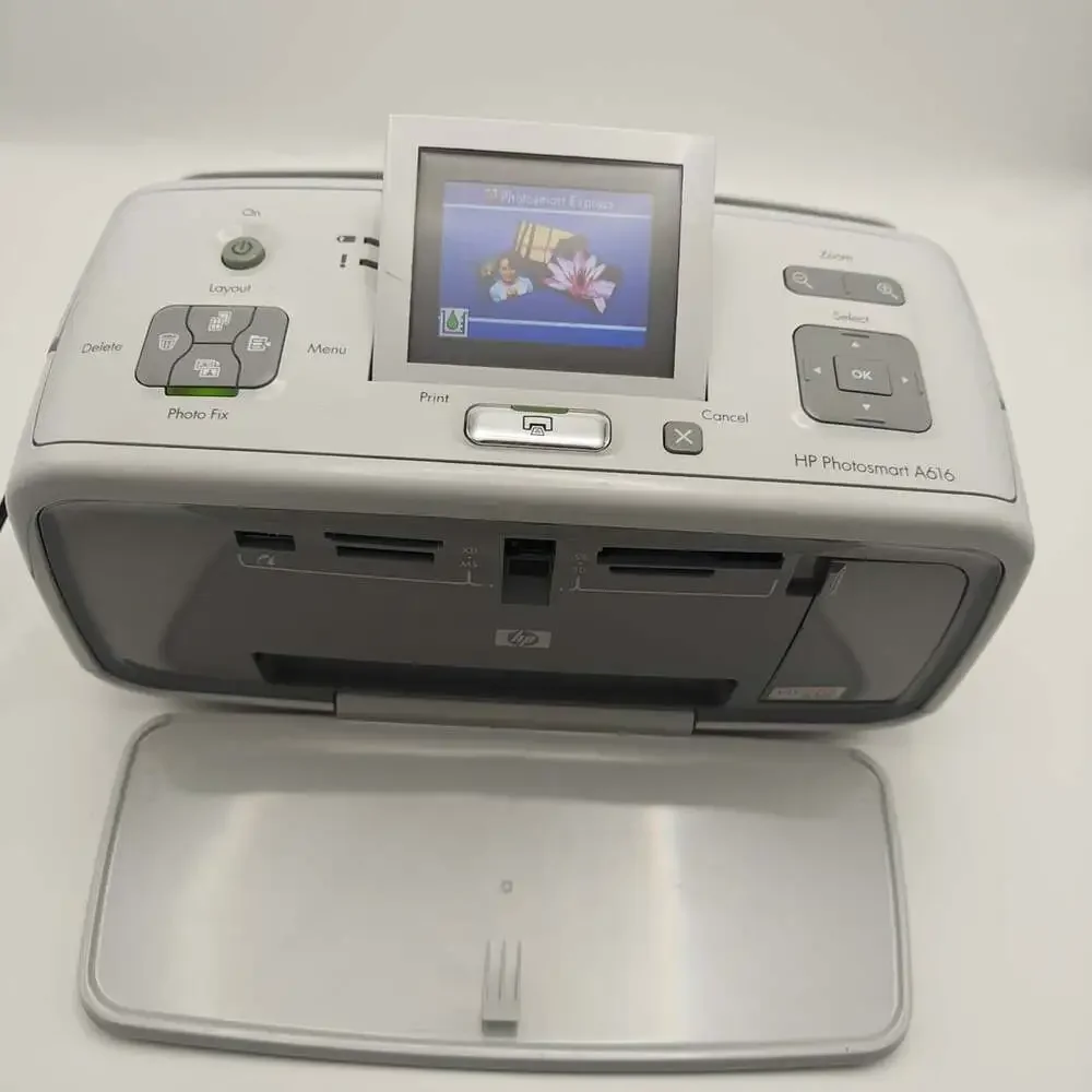 HP Photosmart A616 Compact Photo Printer Portable Travel Digital Cord Included